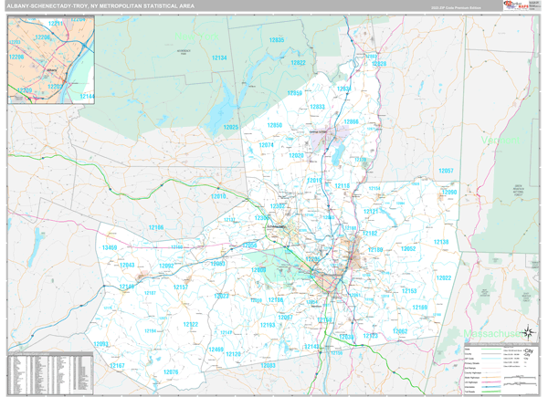 Albany-Schenectady-Troy, NY Metro Area Wall Map